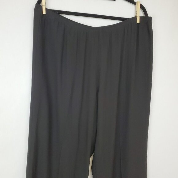Eileen Fisher Pants Womens Large Pull On Thin Lightweight Straight Leg Black - Picture 2 of 9